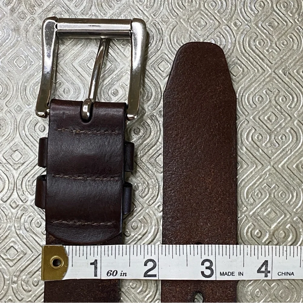 Docker’s Dark Brown Leather Belt Silver Tone Buckle Size L